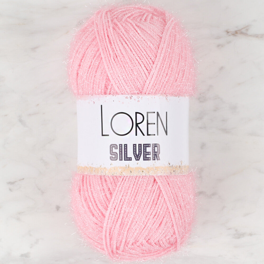 Loren Silver Toz Pembe El Örgü İpi - RS0013